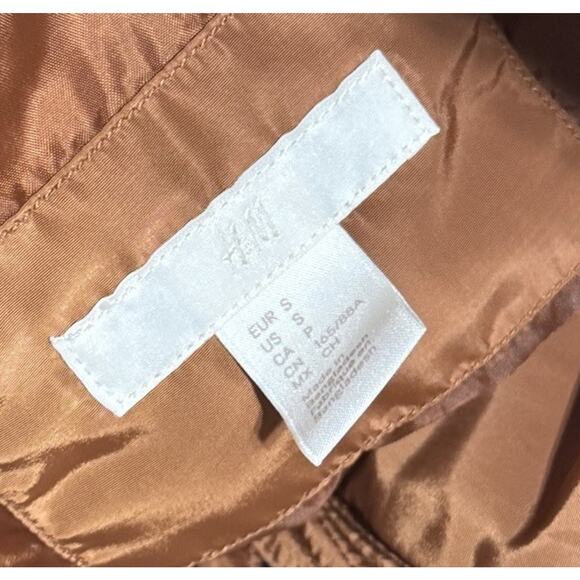 H&M Bronze Brown Puffer Vest Sleeveless Jacket Size Small Faux Fur Collar Zipper - Picture 5 of 7